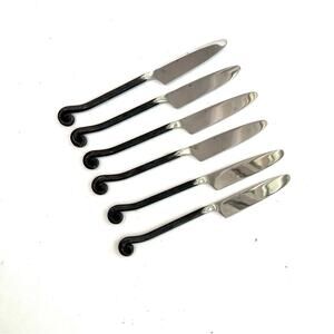 Gourmet Settings treble clef knife set flatware black x6 knives stainless